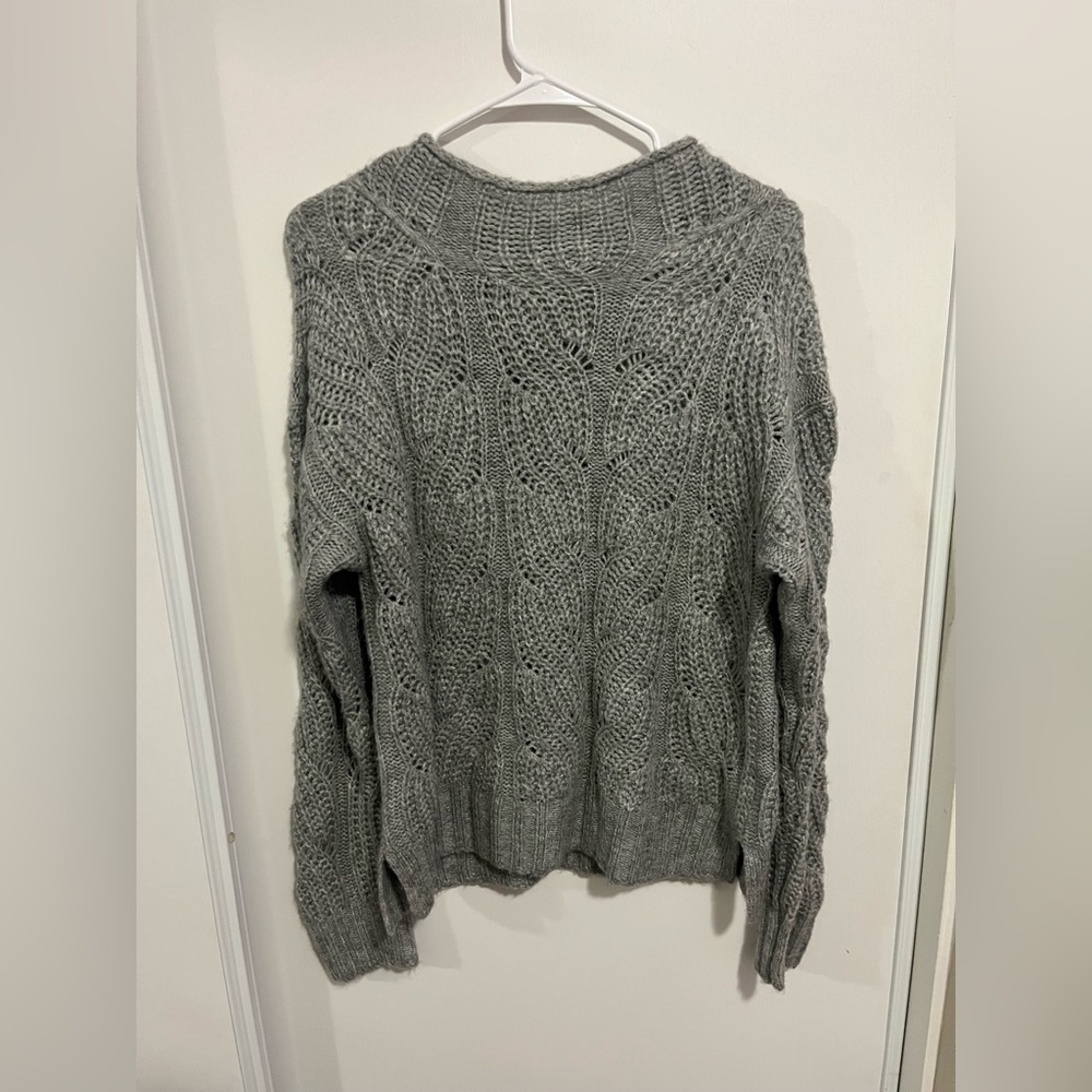 J. crew Size S Grey Pointelle Cable Sweater Lightweight Lady Pullover